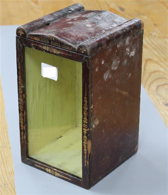 A leather bound display case for The Gentlemans Family Library, with tooled gilt decoration, width 14cm depth 14.5cm height 24cm